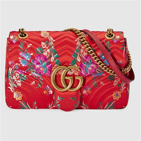 bolsa gucci floral|gucci leather shoulder bag.